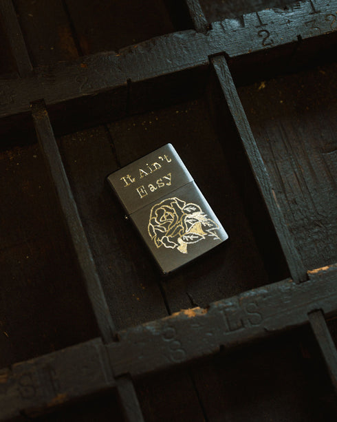 "It Ain't Easy" Zippo - Hand-Engraved Lighter (Brushed Chrome)